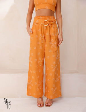 Conjunto Bordado Linho Helena Tangerina