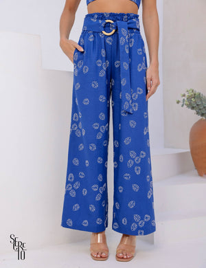 Conjunto Bordado Linho Helena Azul