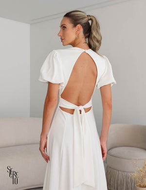 Vestido Longo Mangas Bufante Isa Off White