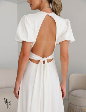 Vestido Longo Mangas Bufante Isa Off White