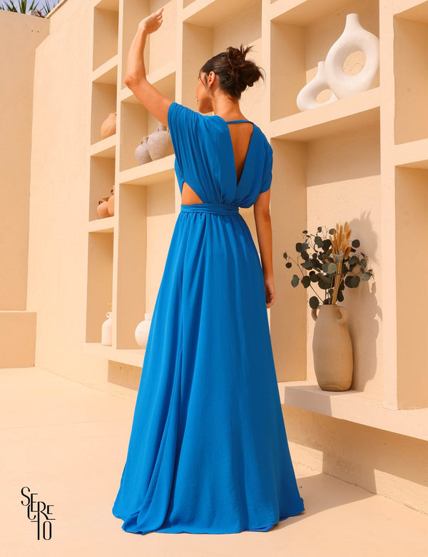 Vestido Longo Faixa Laura Azul Royal
