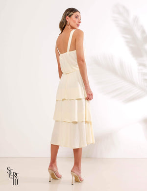 Conjunto Cropped Saia Babado Melissa Creme