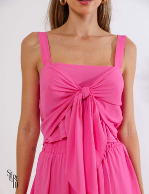 Conjunto Cropped Saia Babado Melissa Rosa