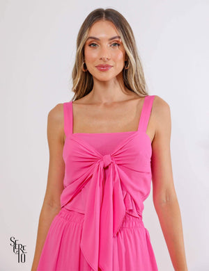 Conjunto Cropped Saia Babado Melissa Rosa