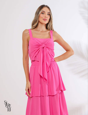 Conjunto Cropped Saia Babado Melissa Rosa