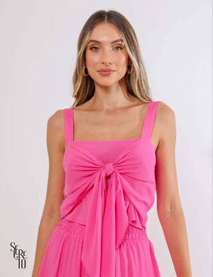 Conjunto Cropped Saia Babado Melissa Rosa