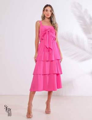 Conjunto Cropped Saia Babado Melissa Rosa