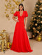 Vestido Longo Mangas Bufante Isa Vermelho