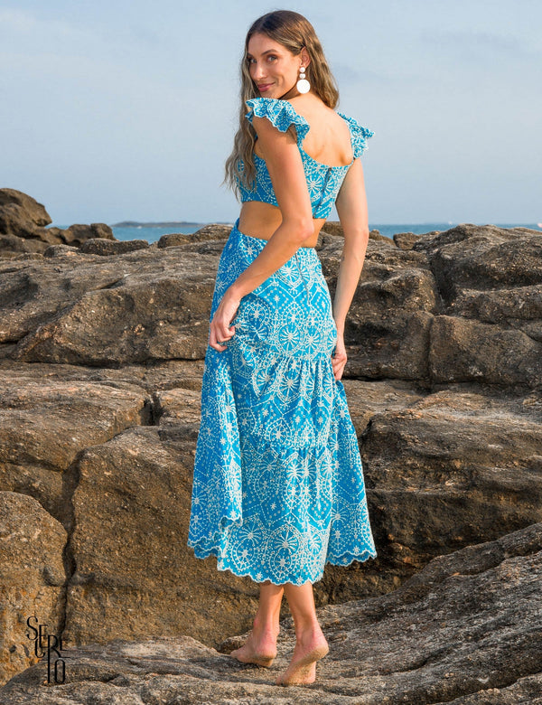 Vestido Longuete Laise Nanda Azul turquesa