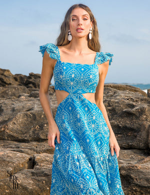 Vestido Longuete Laise Nanda Azul turquesa