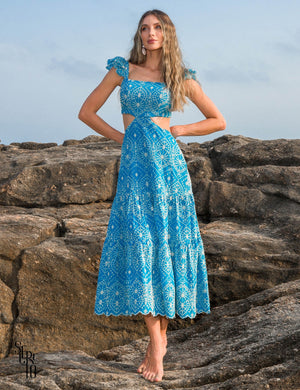 Vestido Longuete Laise Nanda Azul turquesa