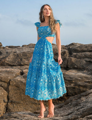 Vestido Longuete Laise Nanda Azul turquesa