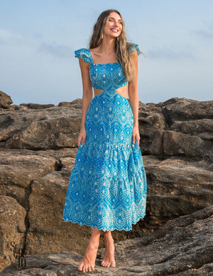 Vestido Longuete Laise Nanda Azul turquesa