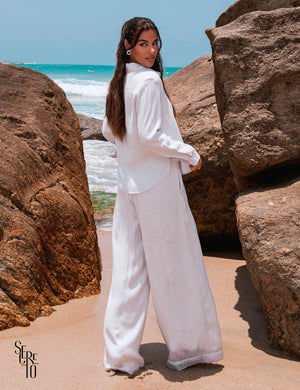 Camisa Botões Acetinada Cici Gelo