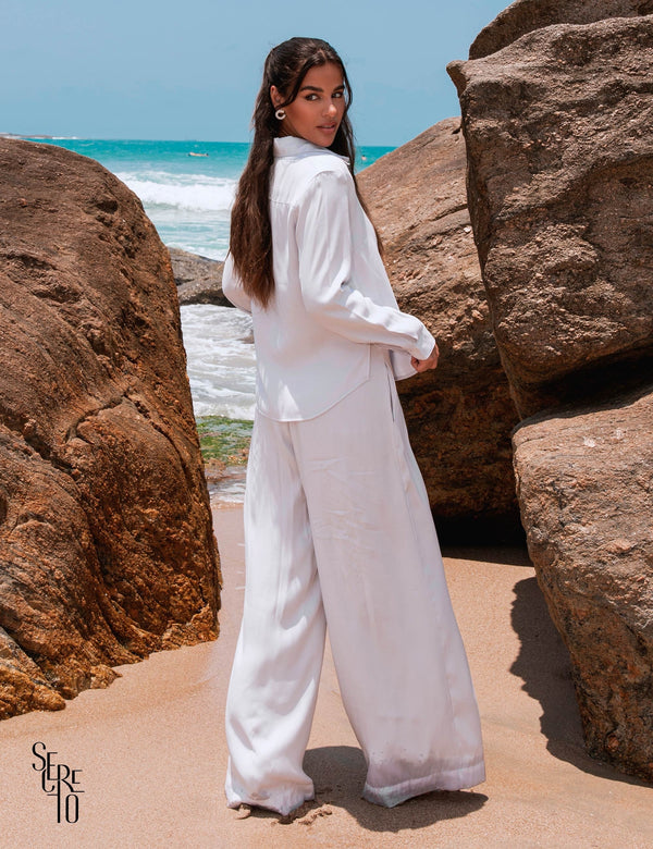 Camisa Botões Acetinada Cici Gelo