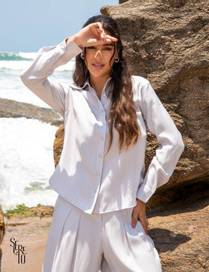 Camisa Botões Acetinada Cici Gelo
