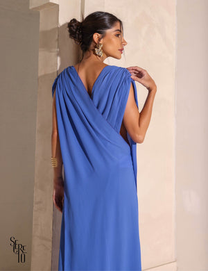 Kaftan Liso Saídas de praia Longo Frente e Costas Cruzadas Maldivas Turquesa Azul Claro (Não Acompanha Cinto e Biquini)