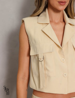 Conjunto Cropped e Calça Lila Creme