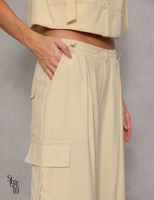 Conjunto Cropped e Calça Lila Creme