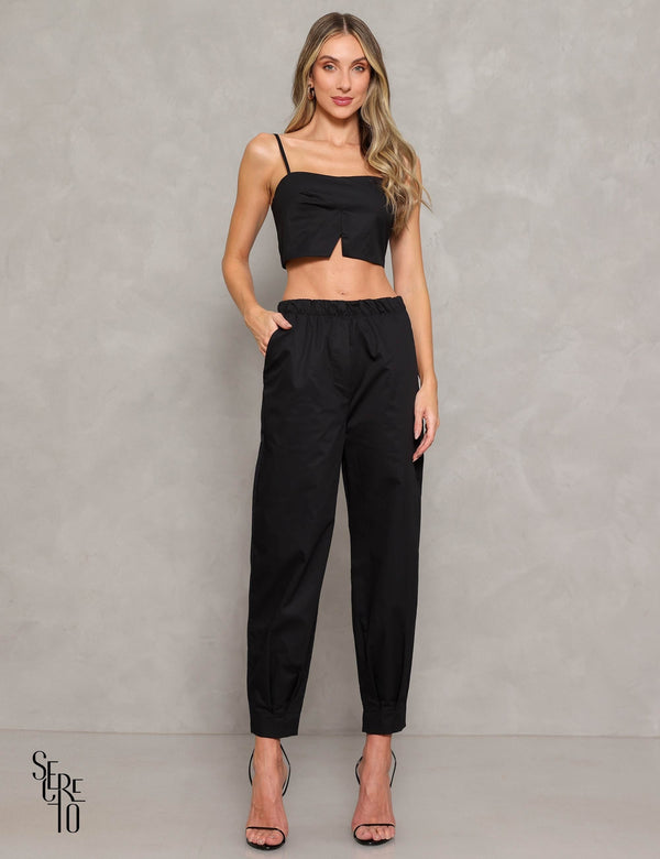 Conjunto Calça e Cropped Gina Preto