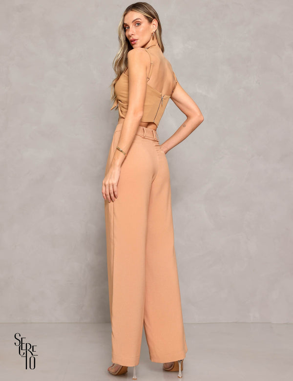 Calça Wide Leg Eloá Camel