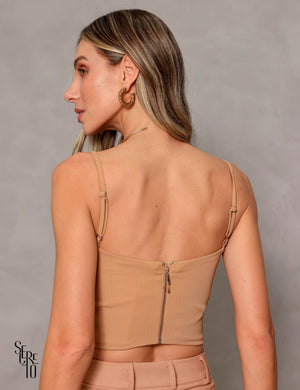 Cropped Allana Alfaiataria Camel