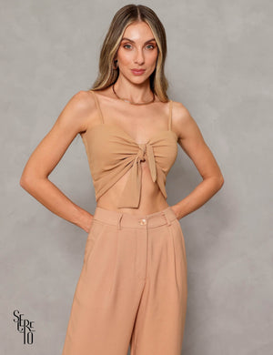 Cropped Allana Alfaiataria Camel