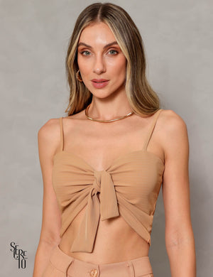 Cropped Allana Alfaiataria Camel