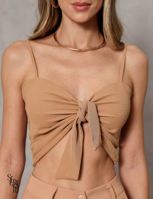 Cropped Allana Alfaiataria Camel