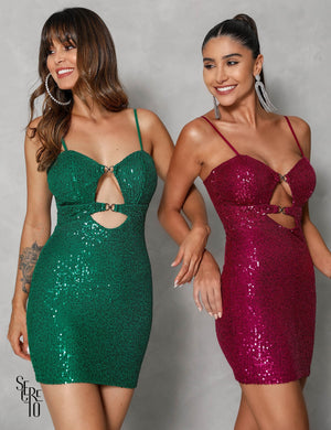 Vestido Curto Paetê Juliana Verde