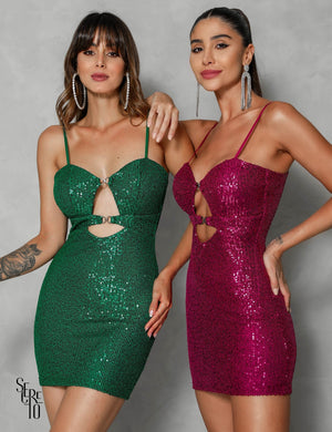 Vestido Curto Paetê Juliana Verde