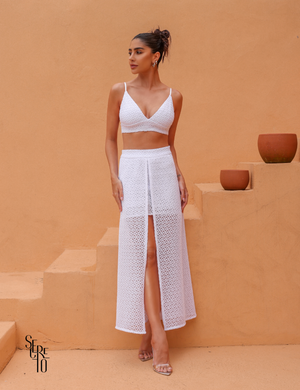 Conjunto Saia Blusa e Top Alice Branco