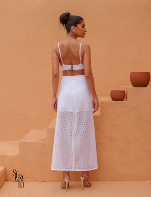 Conjunto Saia Blusa e Top Alice Branco