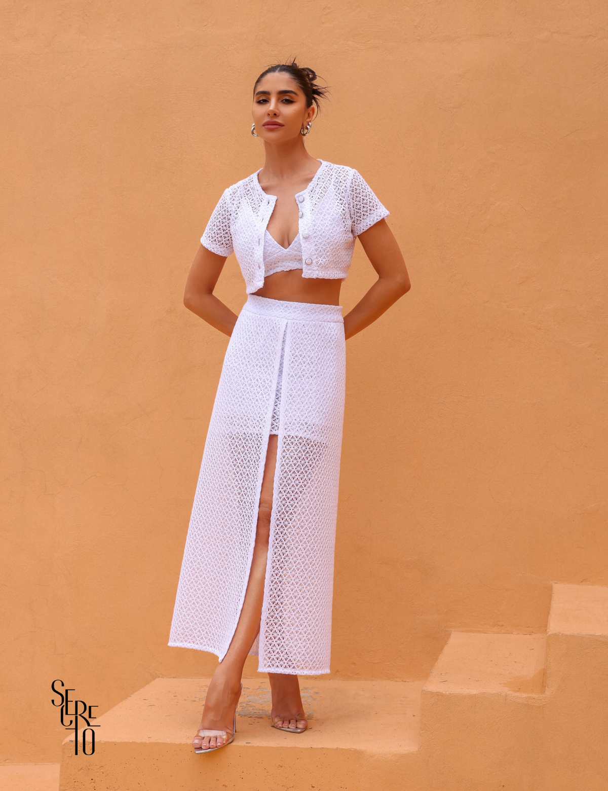 Conjunto Saia Blusa e Top Alice Branco