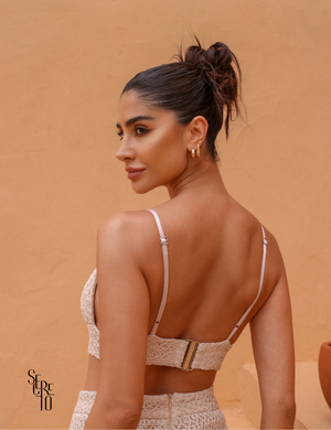 Conjunto Saia Blusa e Top Alice Bege