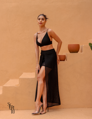 Conjunto Saia Blusa e Top Alice Preto