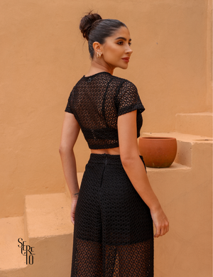 Conjunto Saia Blusa e Top Alice Preto