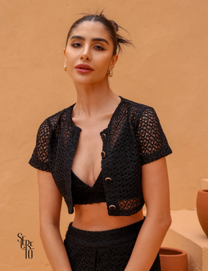 Conjunto Saia Blusa e Top Alice Preto