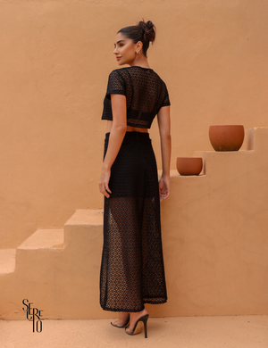 Conjunto Saia Blusa e Top Alice Preto