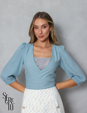 Blusa Transpassada Laura Azul