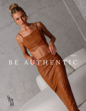 Conjunto Top e Saia Zaira Couro Camel