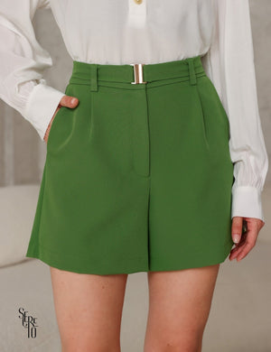 Short Alfaiataria Helena com Cinto Verde Palma