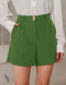 Short Alfaiataria Helena com Cinto Verde Palma