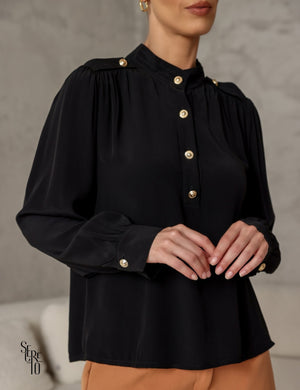 Blusa Manga Longa Celina Preto