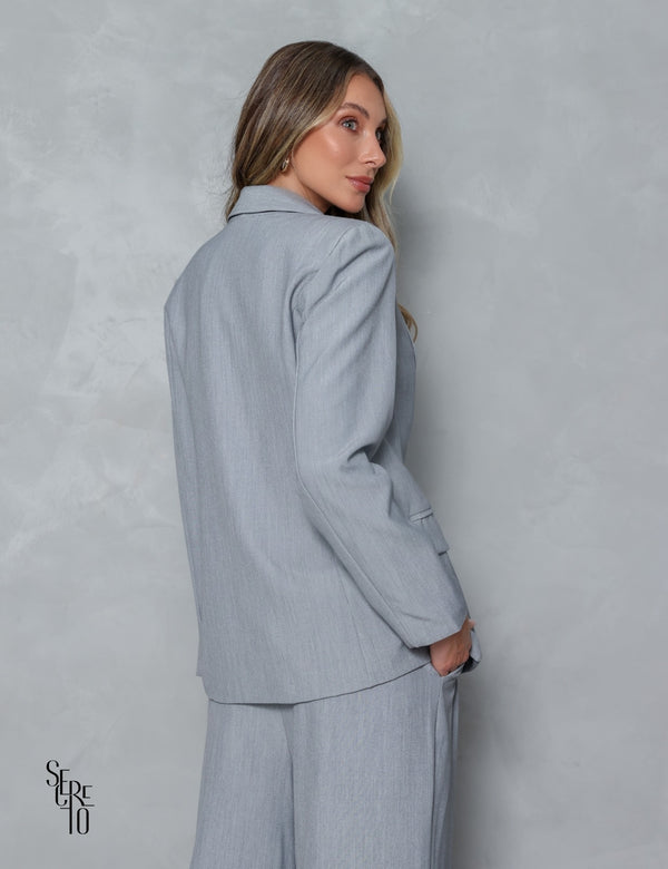 Blazer Alongado Alfaitaria Lira Cinza