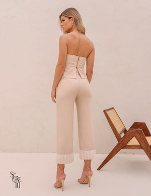 Conjunto Cropped e Calça Andromeda Areia