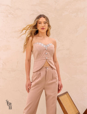 Conjunto Cropped e Calça Andromeda Rosê Antigo