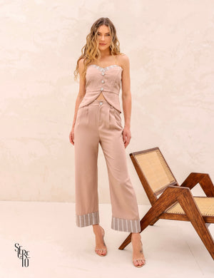 Conjunto Cropped e Calça Andromeda Rosê Antigo