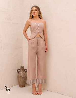 Conjunto Cropped e Calça Andromeda Rosê Antigo