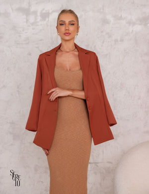 Blazer Alongado Alfaiataria Mari Camel